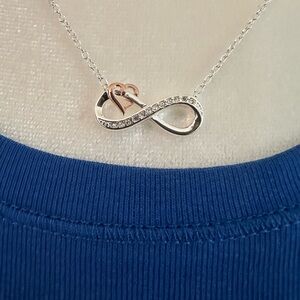 Kohl's Silver Infinity Necklace with Rose Gold Heart Accent